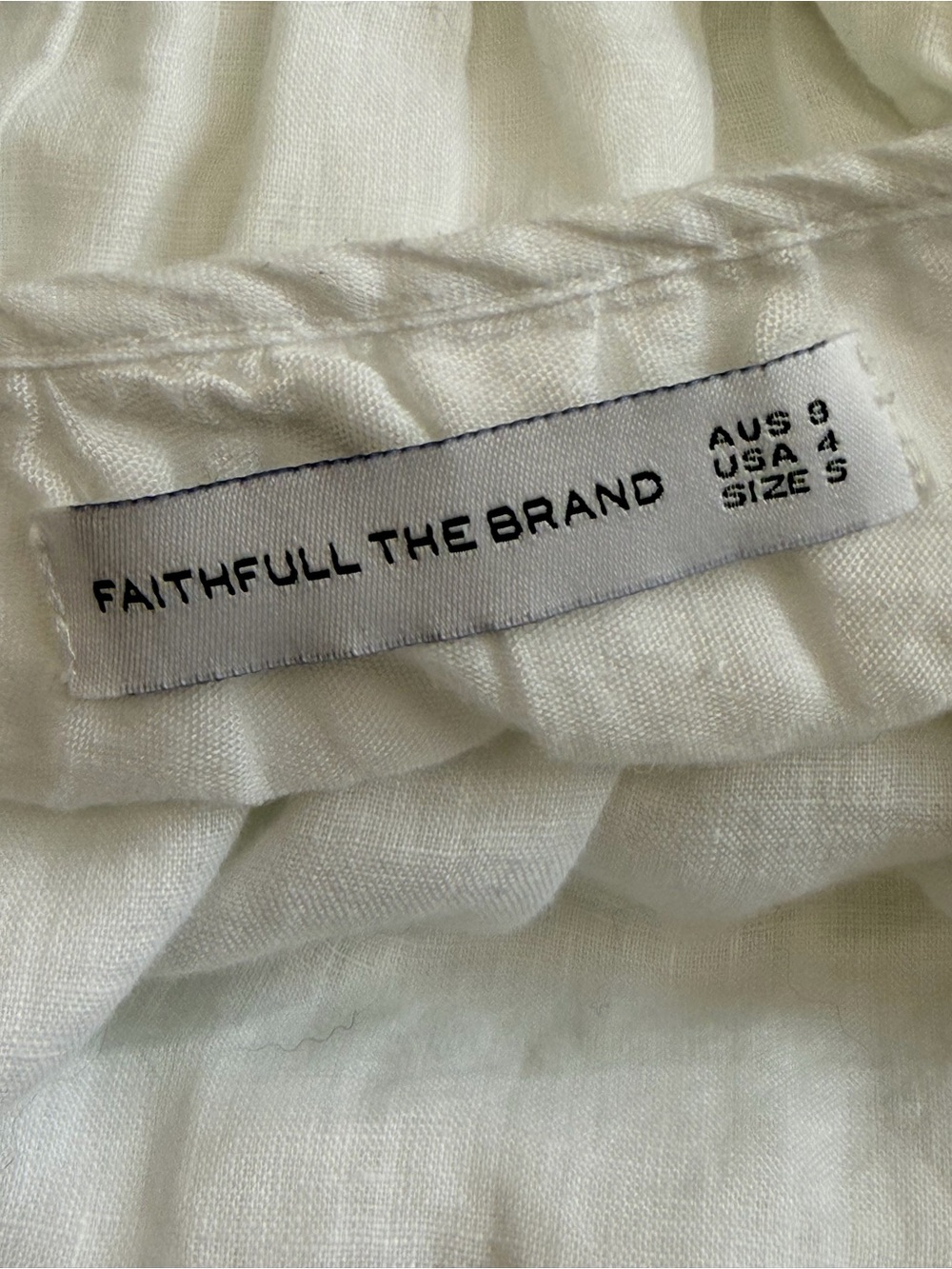 Faithfull the Brand White Square Neck Puff Sleeve Midi Dress Linen Summer chic - Picture 7 of 7